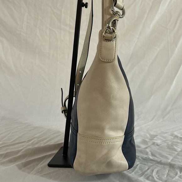 Coach 23711 Weekend Color Block Leather Blue and White Shoulder Bag - Picture 4 of 11